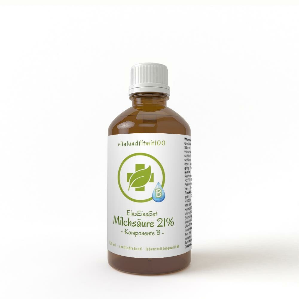 21 % L(+)- Млечна киселина (дясновъртяща) 100 ml в бутилка от кехлибарено стъкло vitalundfitmit100