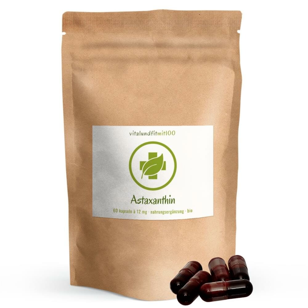 Органичен Aстаксантин (Astaxanthin) на капсули 60 броя по 12 mg vitalundfitmit100. Завинаги Здрав ООД. Органичният астаксантин се получава чрез култивиране на микроводорасли, по-специално на вида Haematococcus pluvialis. Това е естествен източник на астаксантин, който е каротеноид. Благодарение на щадящия метод на екстракция органичният астаксантин впечатлява не само с високата си чистота, но и със запазената си ефективност като мощен антиоксидант.
