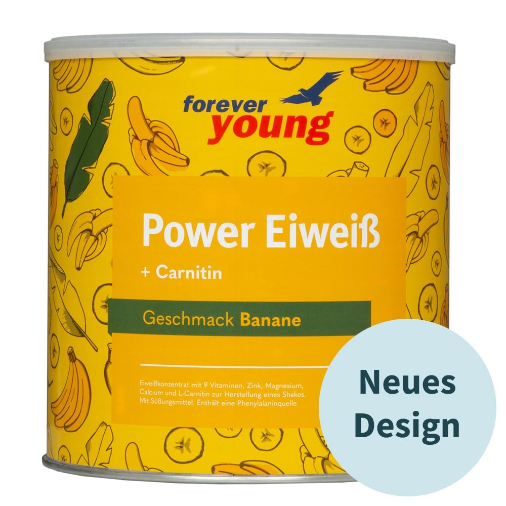 Четирикомпонентен протеин банан forever young Power - Завинаги Здрав ООД. forever young Power Протеин е уникална хранителна добавка, която съчетава четири източника на протеин (млечен, яйчен, соев и суроватъчен) с комплекс от витамини, минерали и микроелементи.