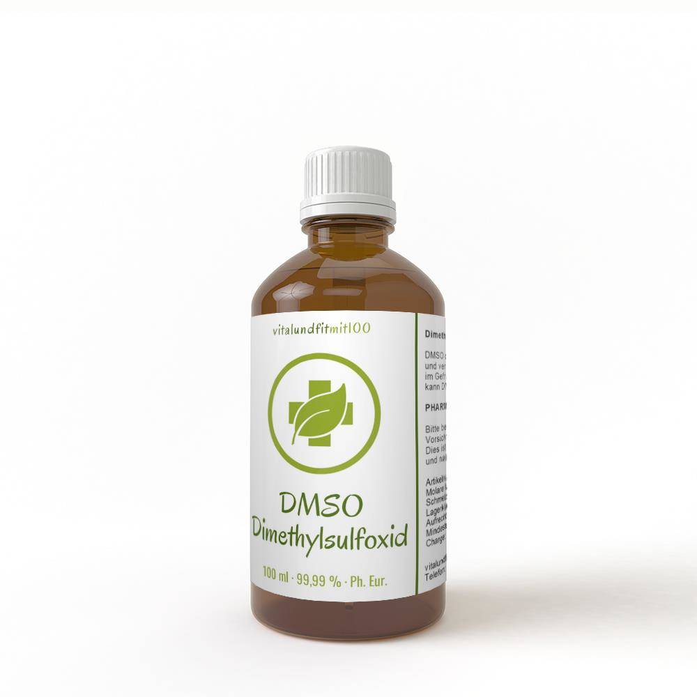 DMSO диметилсулфоксид 99,9 % vitalundfitmit100 - Завинаги Здрав ООД. Висококачествен DMSO с фармацевтична чистота, сертифициран в съответствие с Европейската фармакопея. 100 ml разтвор във фармацевтична бутилка от кехлибарено стъкло, с капкомер и предпазна капачка за деца.
