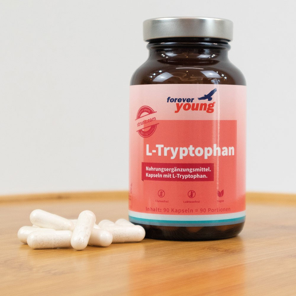 L-Триптофан forever young - Завинаги Здрав ООД. L-Триптофанът е хранителна добавка, състояща се от важната, незаменима аминокиселина L-Триптофан.