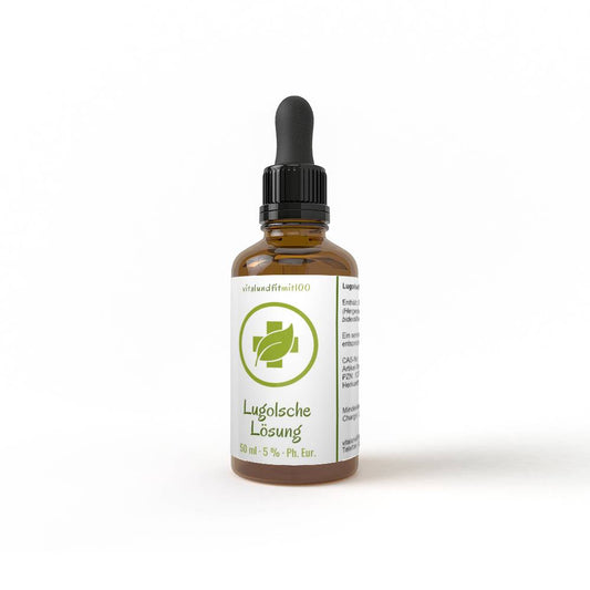 Разтвор на Лугол (йод/калиев йодид) 5% 50 ml vitalundfitmit100 - Завинаги Здрав ООД. Йодът е микроелемент, който играе ключова роля в образуването на хормоните на щитовидната жлеза Т3 и Т4. Те влияят на енергийните нива, мотивацията и умствената дейност.