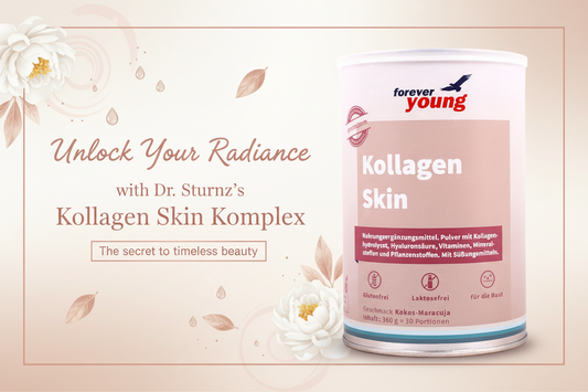 Открийте Kollagen Skin Komplex от Dr. Strunz — 8 300 mg VERISOL® колаген, хиалуронова киселина и DracoBelle™ Nu за видимо по-млада кожа след 4–8 седмици.