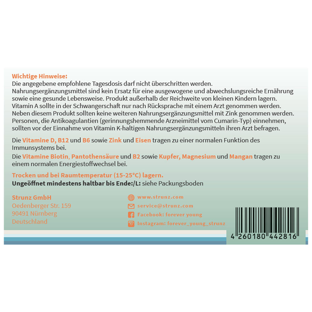 Forever Young Vitamineral Amino Komplex - хранителна информация