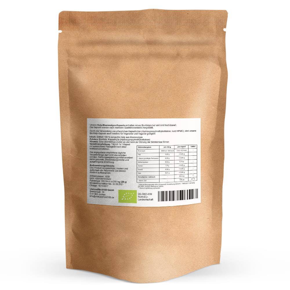 Bio Kelp - Натурален Йод (Jod) 100 µg vitalundfitmit100 - Завинаги Здрав ООД. Капсули с висока доза водорасли. Истински Био Келп, популярен естествен източник на йод, с високо и тествано качество. Подходящ за вегетарианци и вегани.