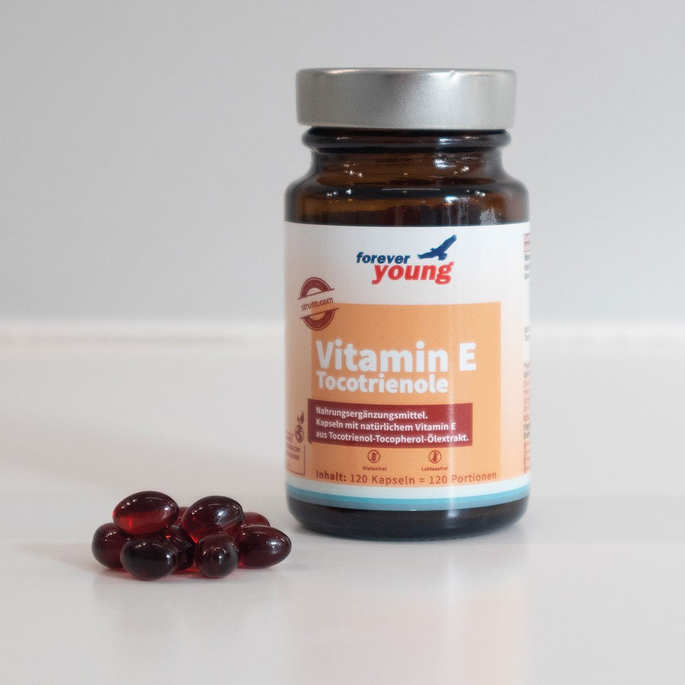 Естествен Витамин Е Tокотриеноли (Vitamin E Tocotrienols) 120 капсули forever young EVNol TM 50% - Завинаги Здрав ООД. Витамин Е Tокотриеноли е хранителна добавка под формата на капсули и съдържа патентованата активна съставка EVNol TM 50% във висока доза. Този натурален екстракт от Токотриенол и Токоферол от палмово масло с устойчив произход съдържа 78% Токотриеноли и 22% Токофероли.